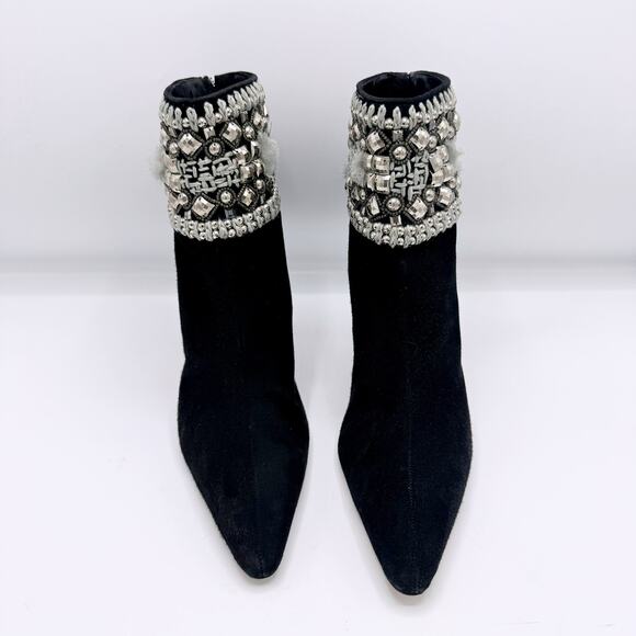 Manolo Blahnik Suede Embellished Boot in Black (Size 40) - Picture 3 of 11
